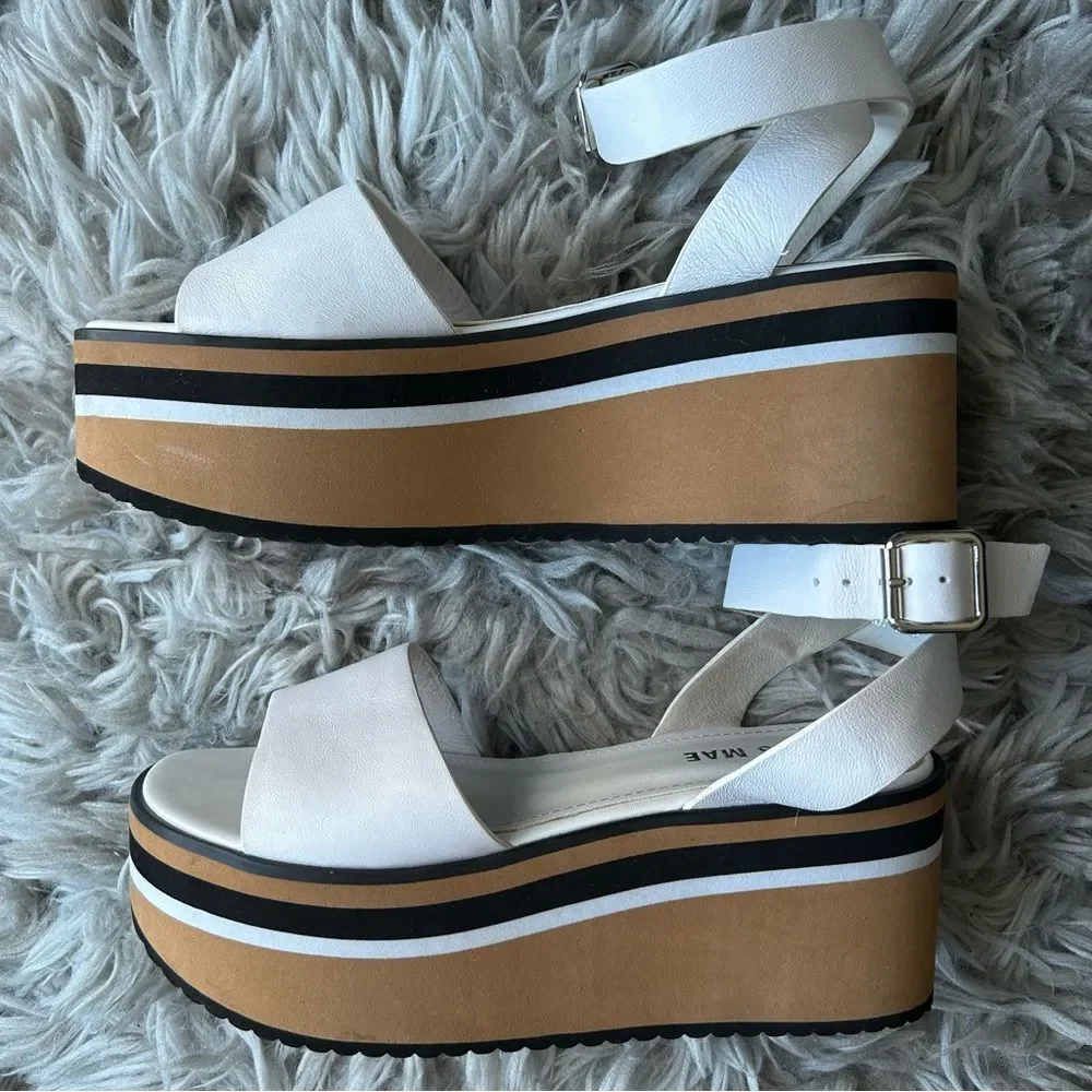 Alias Mae Oasis white leather chunky platform sandals women’s shoe size 8